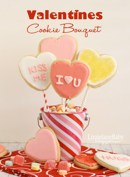 This sugar cookie bouquet is a fun edible gift for your loved ones this Valentine's Day