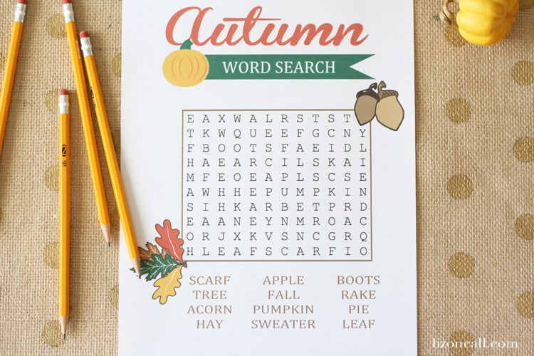 autumn word search for kids liz on call