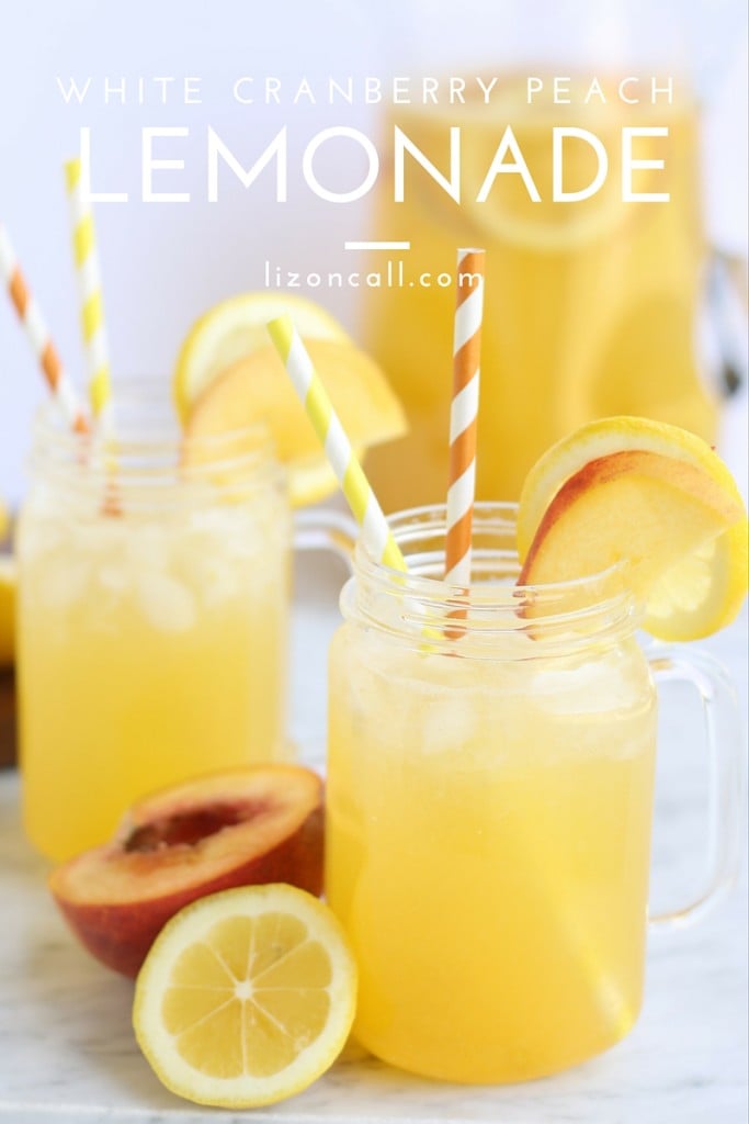 This white cranberry peach lemonade recipe is perfect for all your summer entertaining.