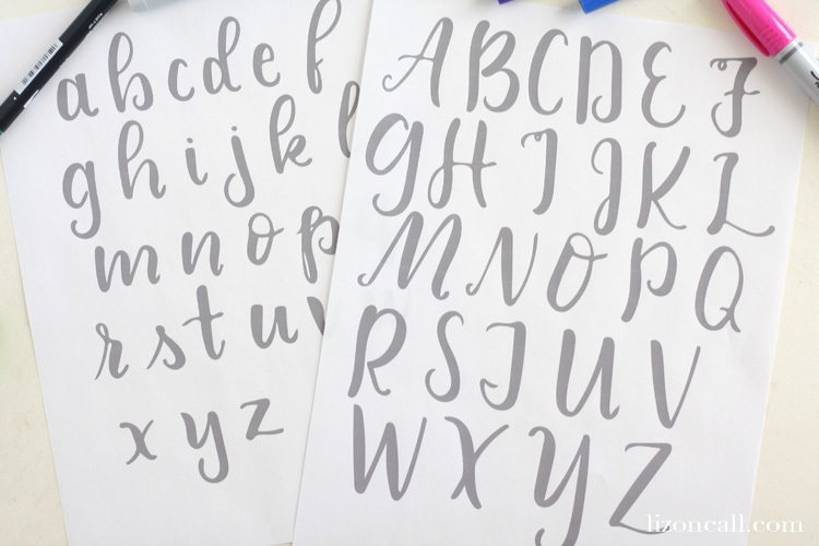 Free Printable Brush Lettering Practice Sheets Liz On Call