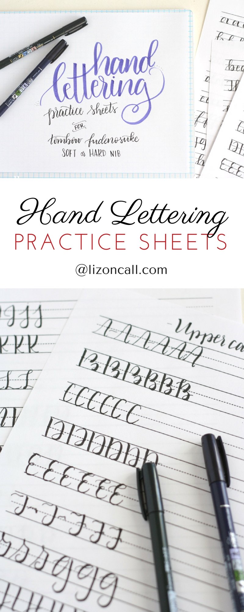 When it comes to hand lettering basics, my best advice is to keep practicing. These free printable hand lettering practice sheets are designed to help you practice the strokes of each letter to build up that muscle memory.