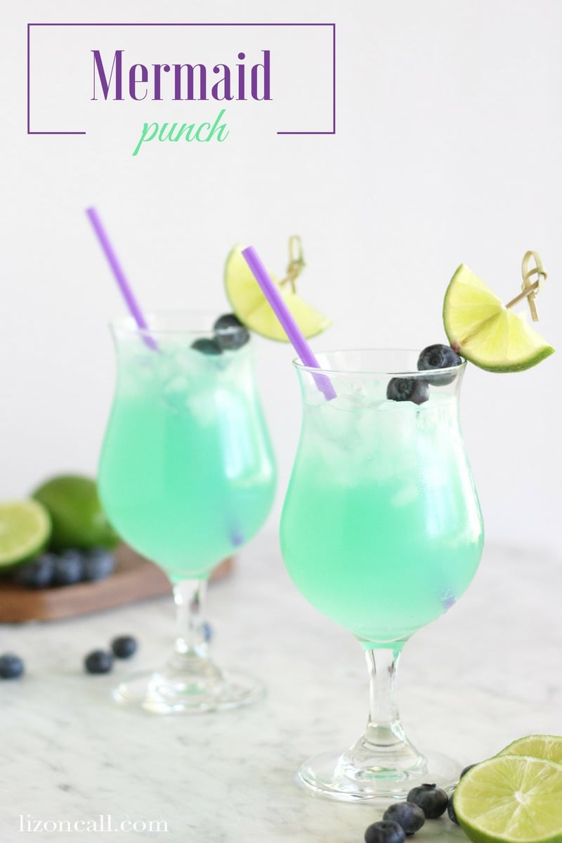 titled image (and shown): Mermaid Punch (a tropical flavored non-alcoholic punch)